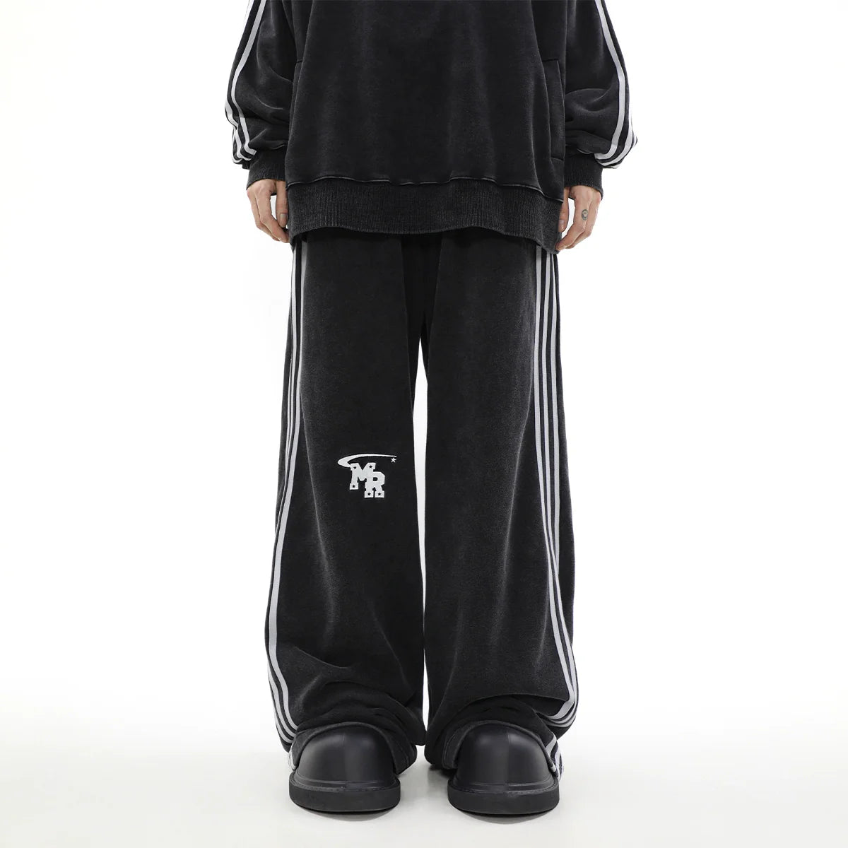 MRNEARLY Relaxed Fit Wide Leg Track Pants