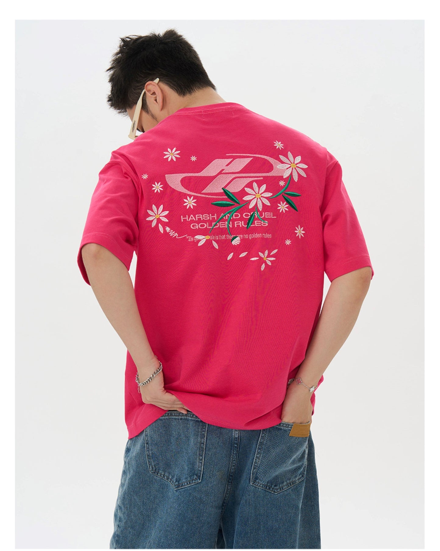 Embroidered Daisies Tee: HARSH & CRUEL