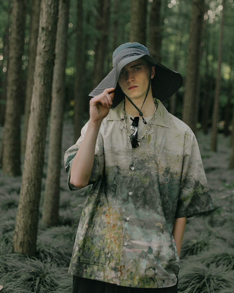 Bold and Edgy Autumn-Inspired Painted Button-Up