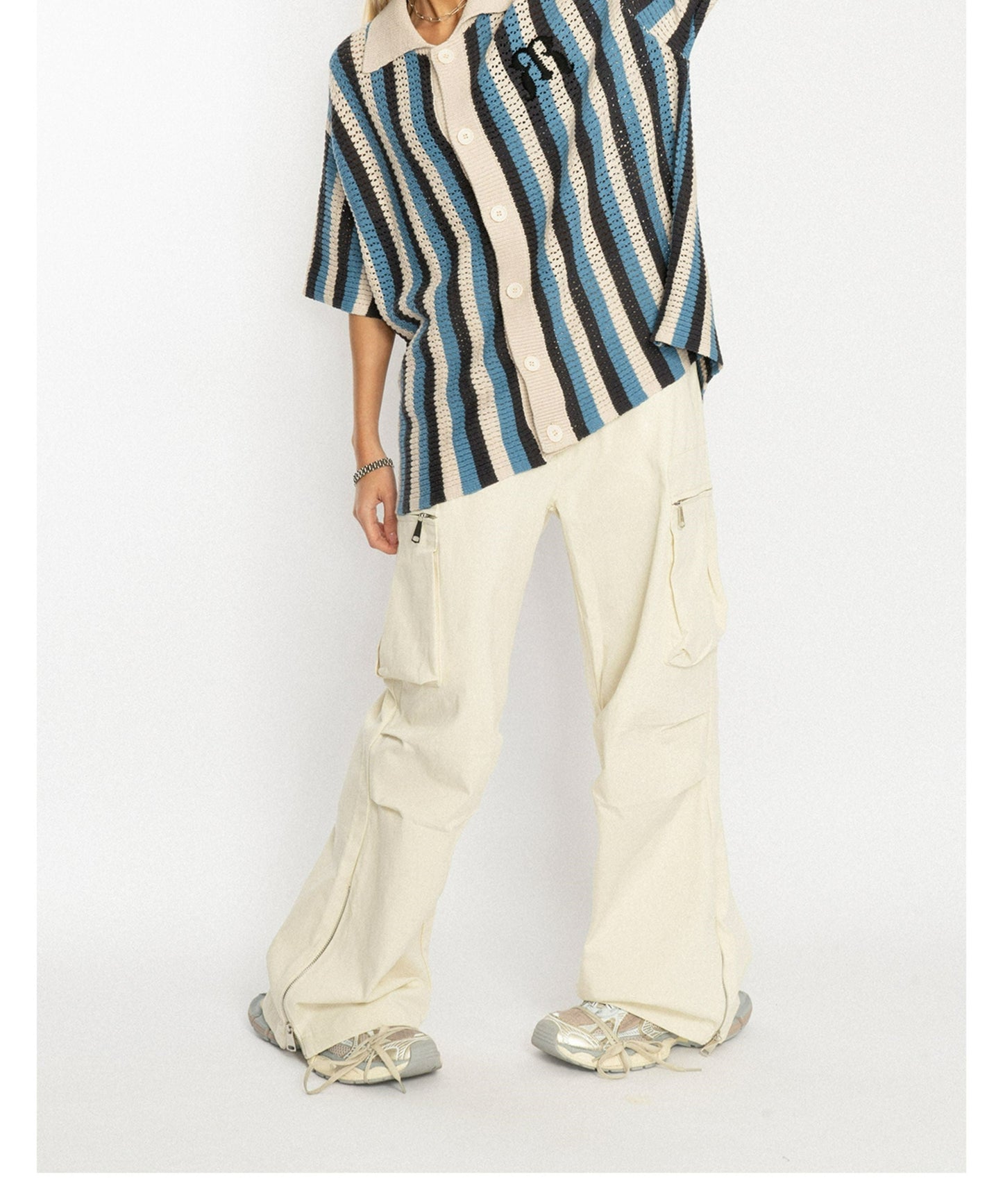 Striped Crochet Collar Shirt - EMPTY REFERENCE