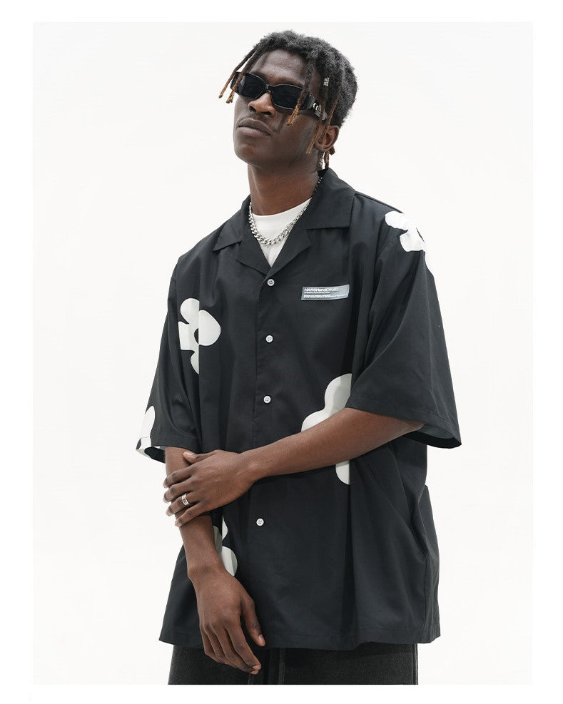 Bold and Edgy Solitary Flower Button-Up