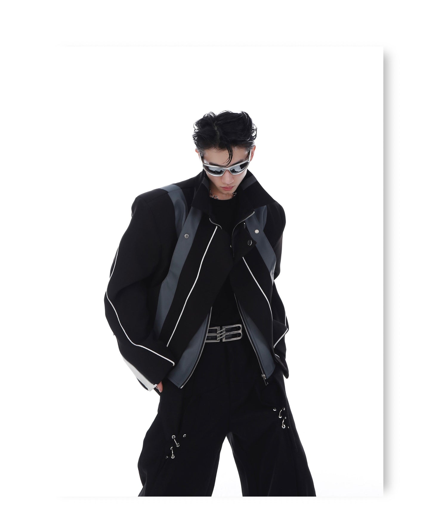 CulturE Contrast-Panel Biker Jacket