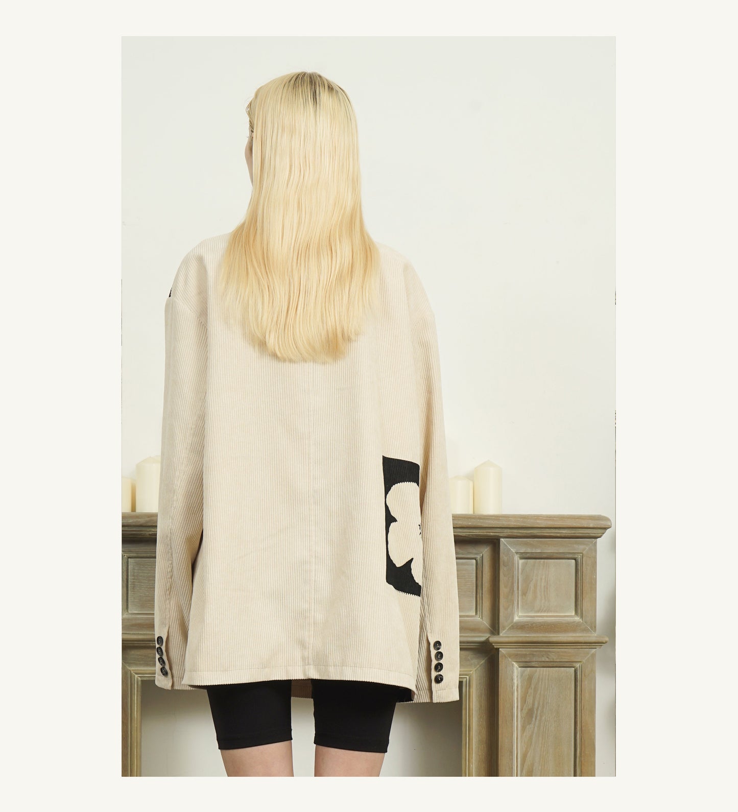 Two-Tone Flower Corduroy Blazer - EMPTY REFERENCE