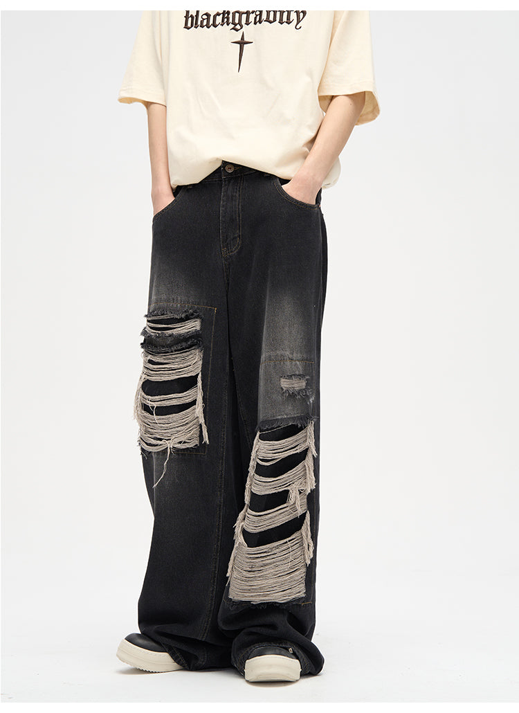 WLNEXT Distressed Patchwork Jeans