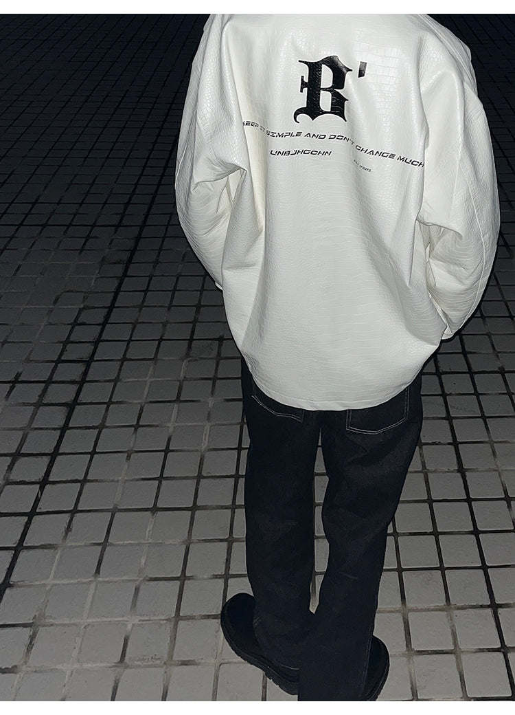 BJHG Faux-Leather Biker Jacket with Croc Texture