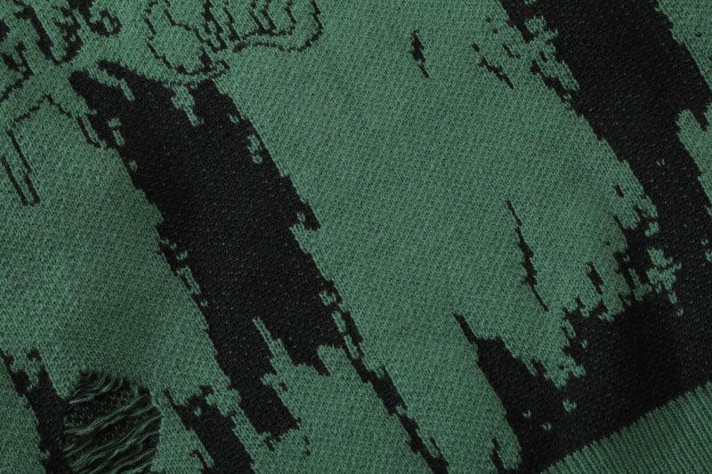 Vintage-Inspired Distressed Knit Sweater