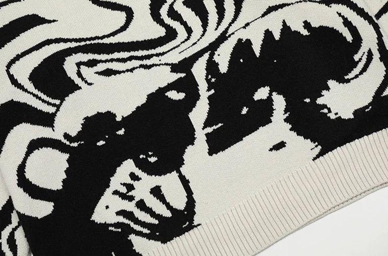 Skeleton-Themed Knit Sweater