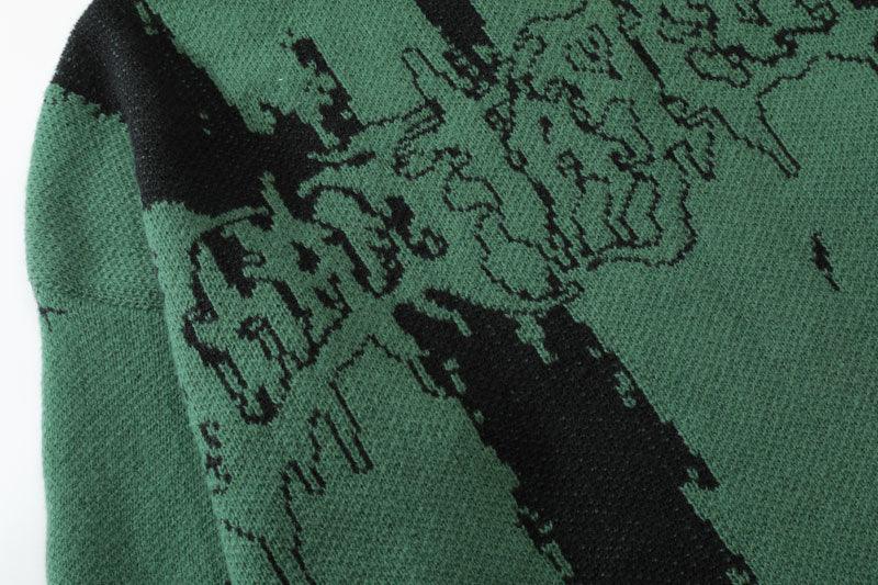 Vintage-Inspired Distressed Knit Sweater