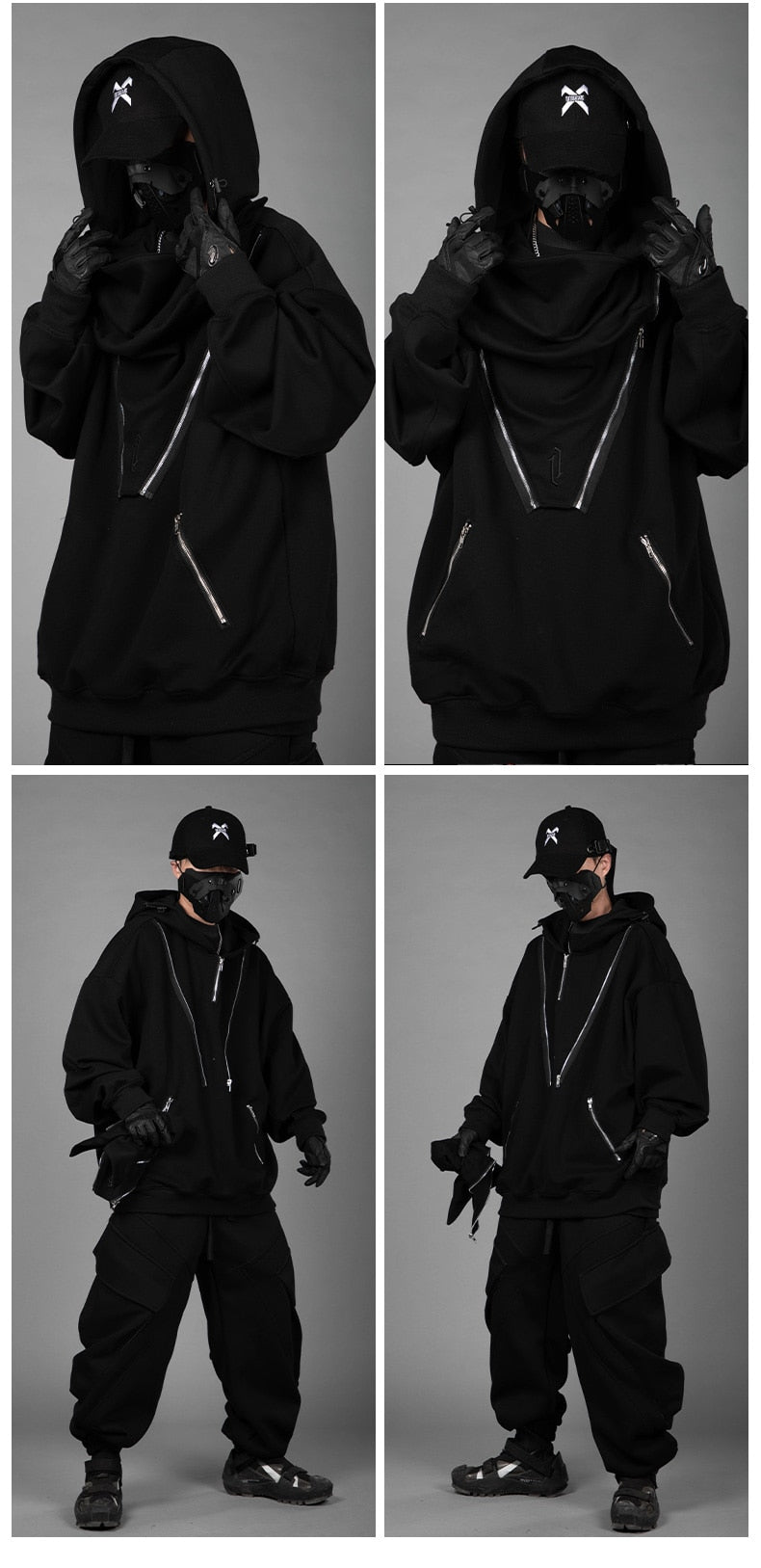 BXB Dark Quad Zip Utility Hoodie
