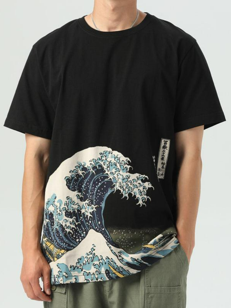 Stylish Great Wave Fitted T-Shirt