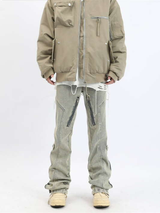 MaxDstr Dual-Slit Zipper Trousers