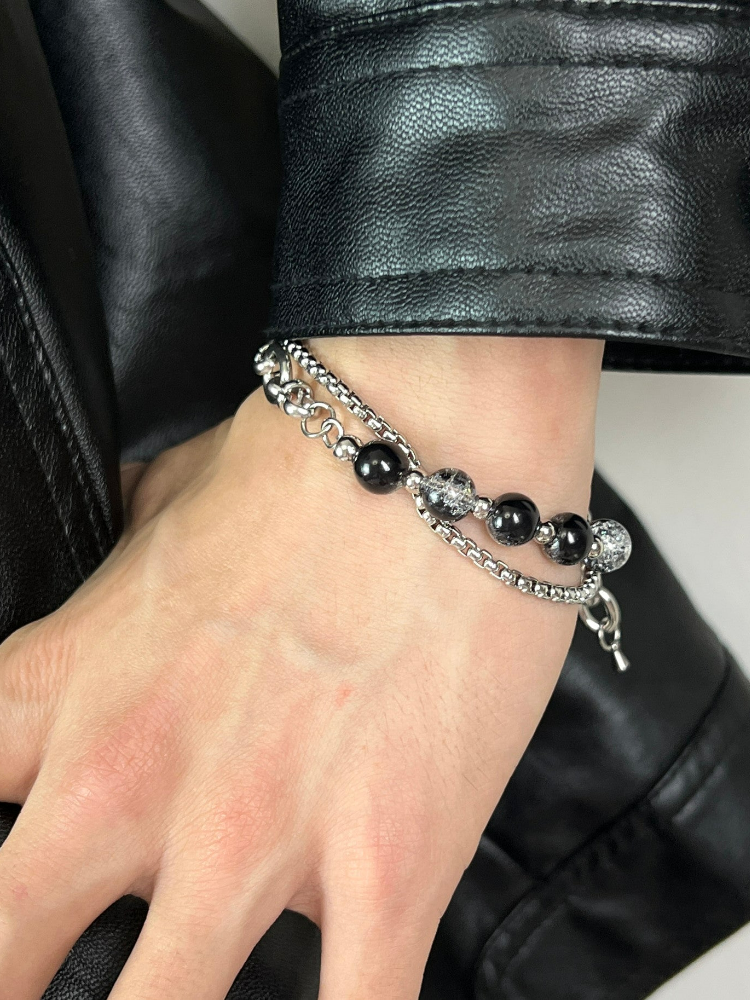 MINBIN Double-Layer Beaded Gemstone Bracelet