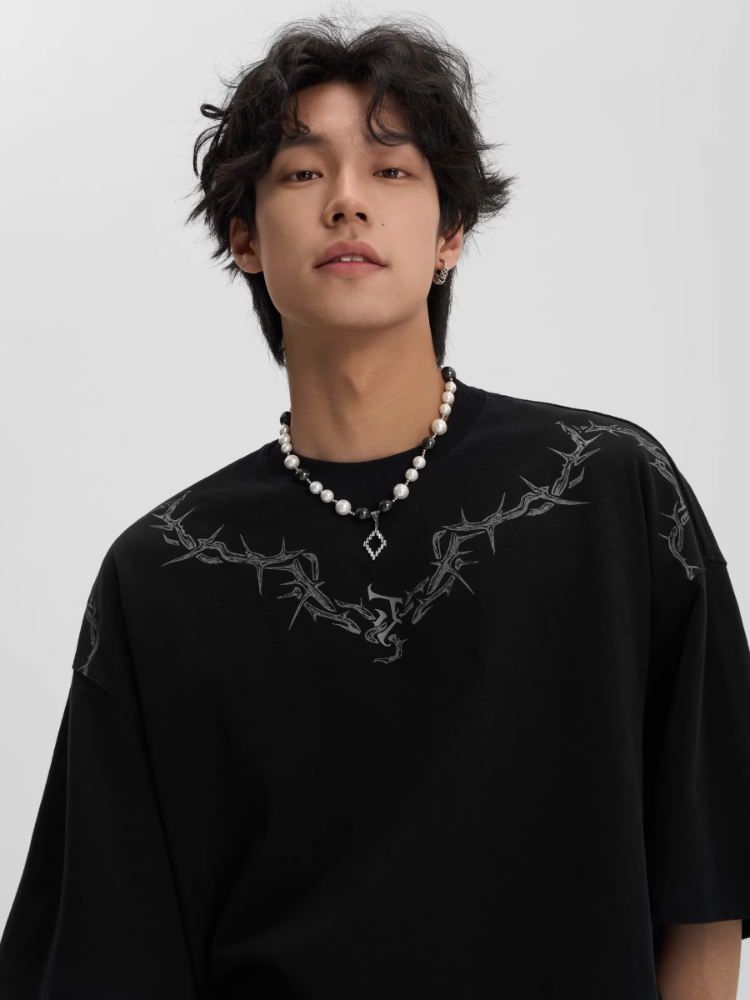 JHYQ Thorn Design Collar T-Shirt
