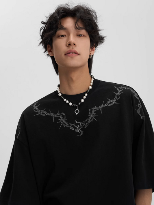 JHYQ Thorn Design Collar T-Shirt