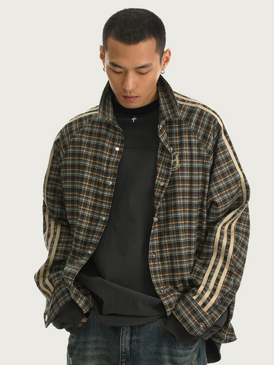 JHYQ Vintage Striped Flannel Shirt