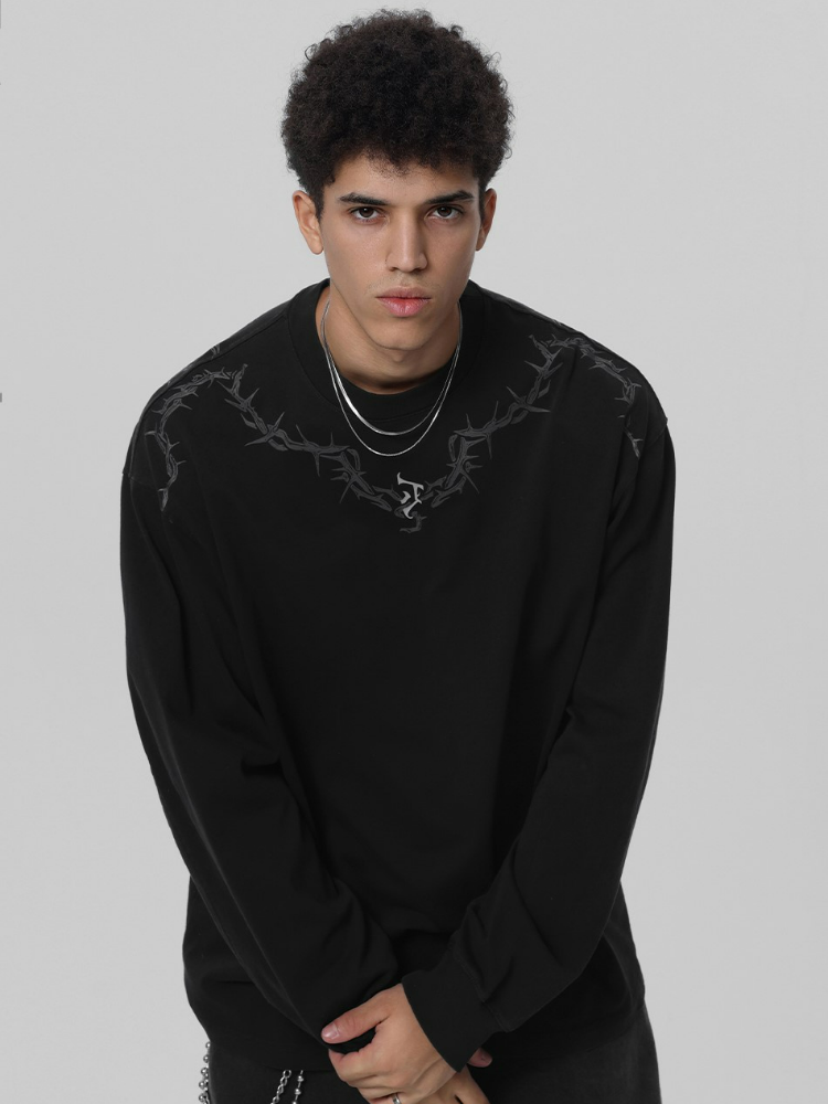 JHYQ Distressed Long Sleeve with Torn Collar