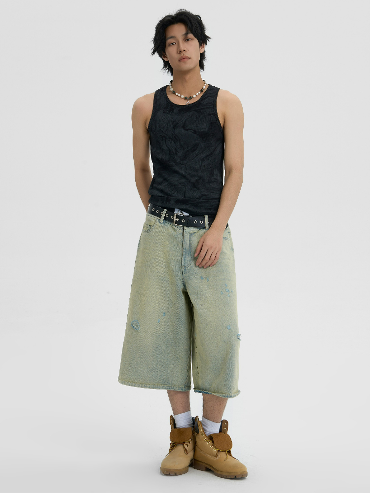 JHYQ Light Wash Capri Denim Shorts