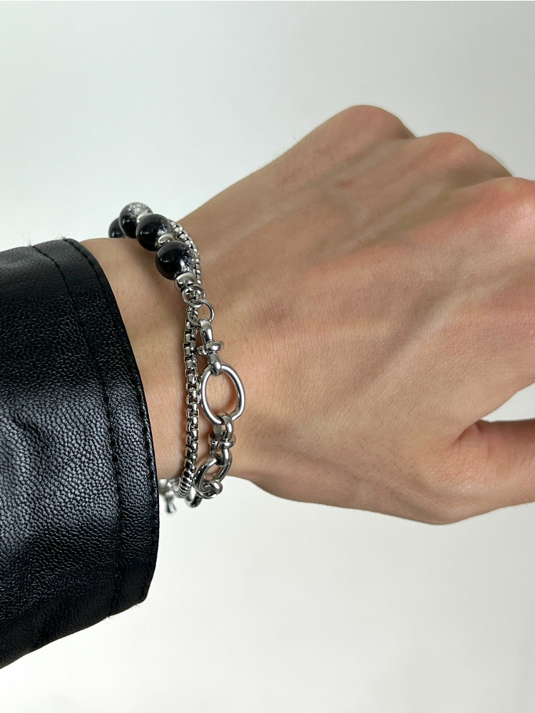 MINBIN Double-Layer Beaded Gemstone Bracelet