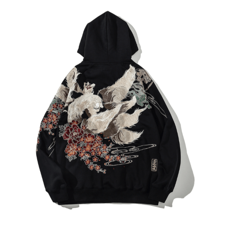 Fox Design Embroidered Hoodie