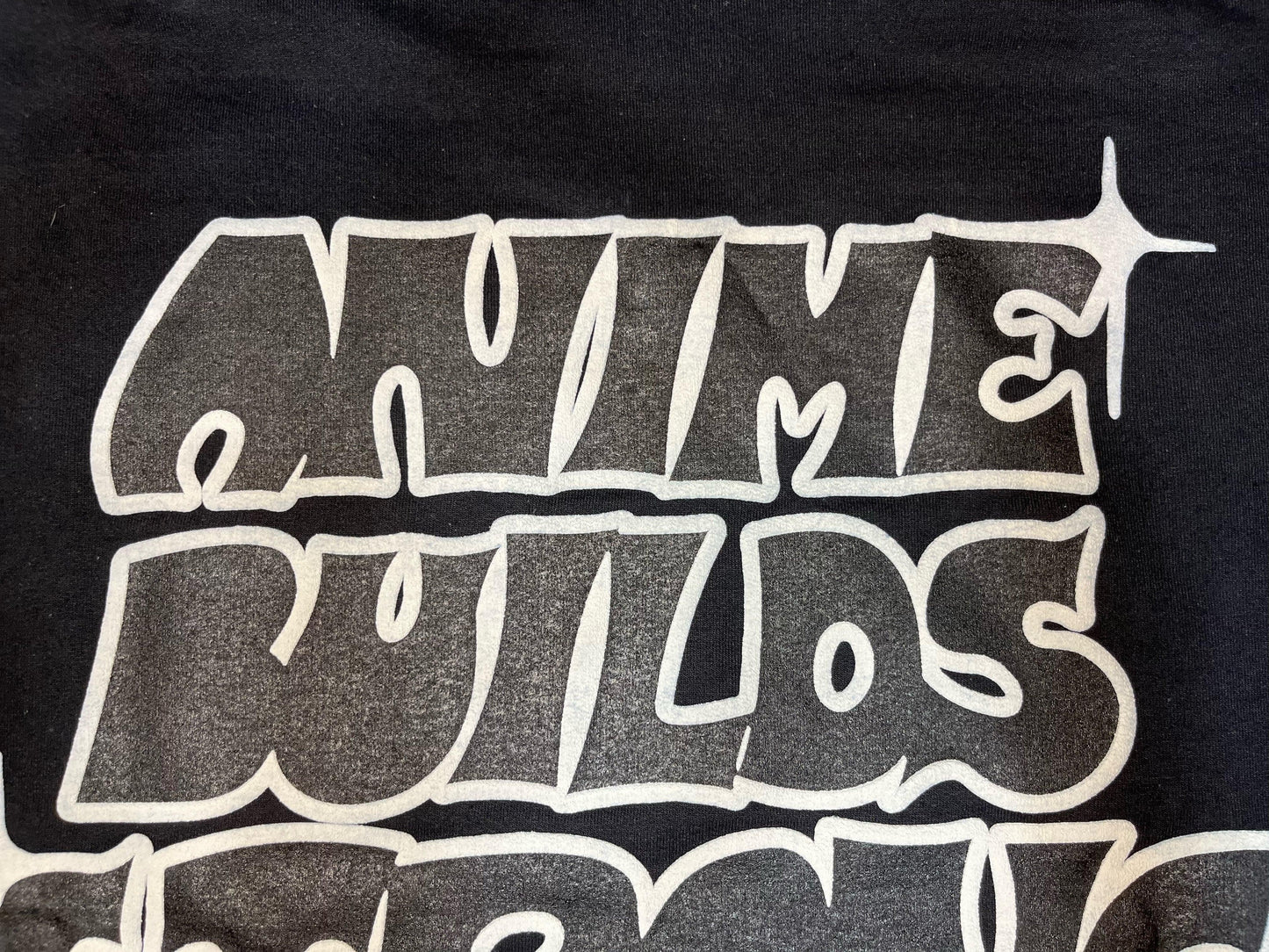 Anime Strong Bones Puff Print Hoodie in Black