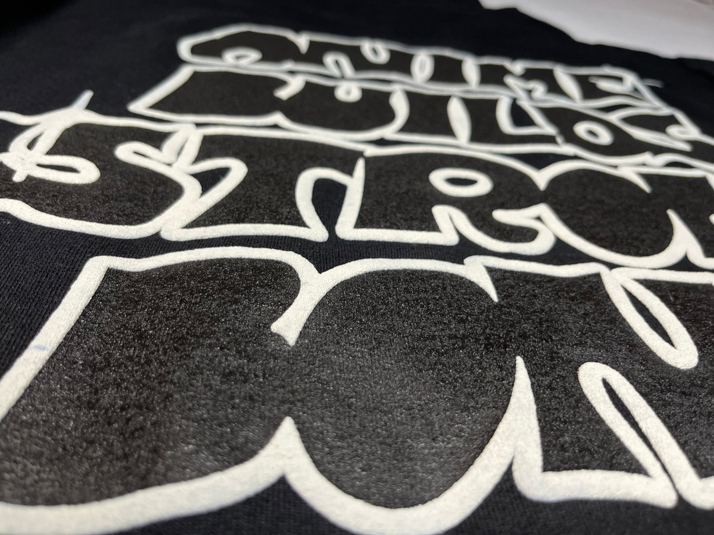 Anime Strong Bones Puff Print Hoodie - Black