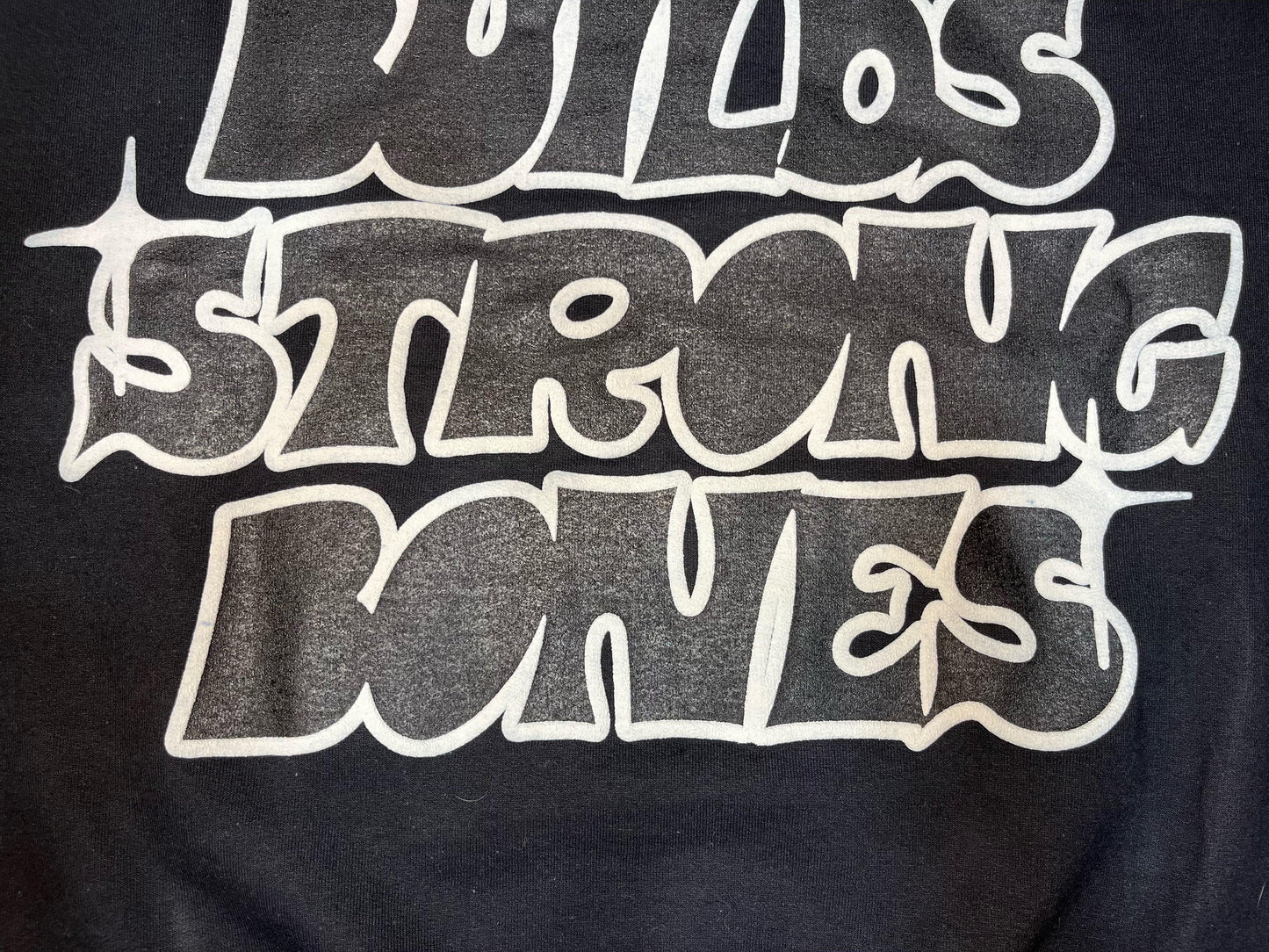 Anime Strong Bones Puff Print Hoodie - Black