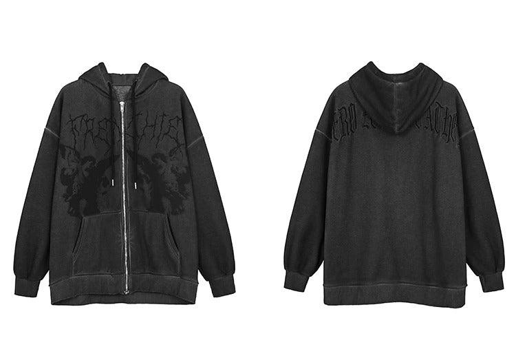 Embroidered Angel Zip-Up Jacket