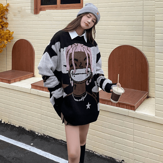 Anime-Inspired 'Smile' Knit Sweater